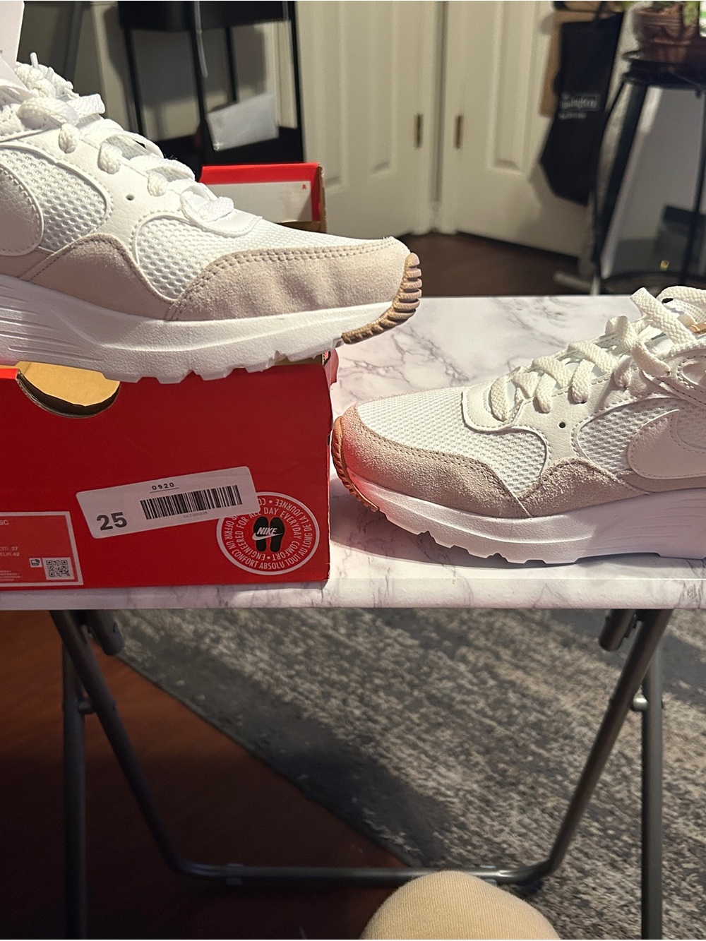 Nike Men’s White and Light Beige Casual Trainer